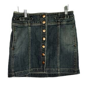 Gap Dark Denim Button Front Mini Aline Skirt, Size 2